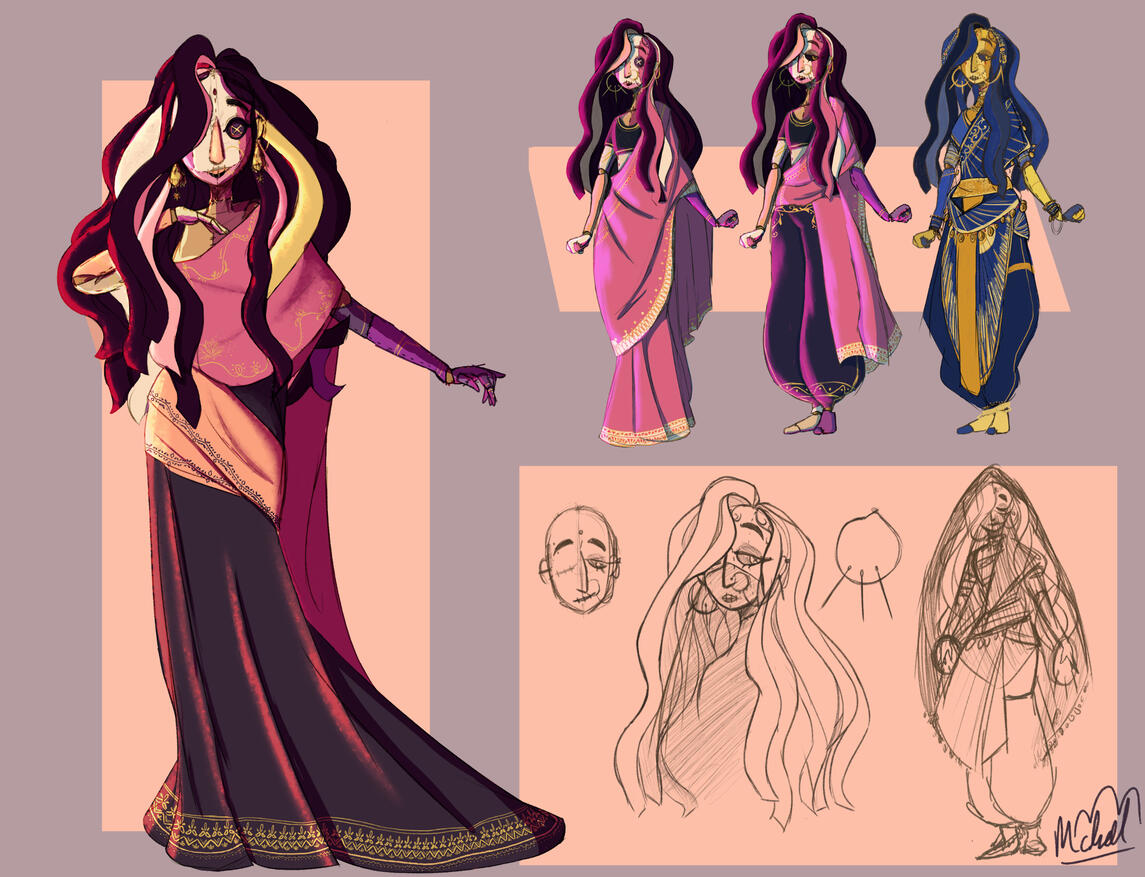 Parand Character Design and Concept Sketches